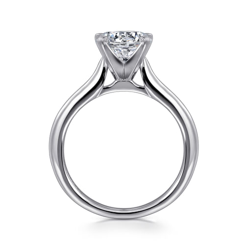 14K White Gold Round Solitaire Diamond Engagement Ring