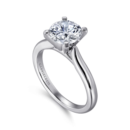 14K White Gold Round Solitaire Diamond Engagement Ring