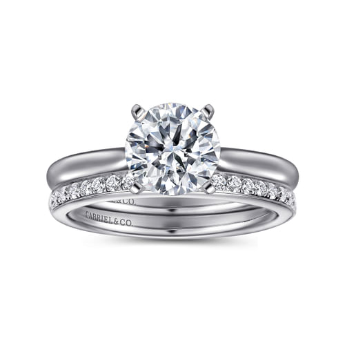 14K White Gold Round Solitaire Diamond Engagement Ring