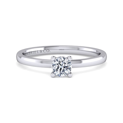 14K White Gold Round Solitaire Engagement Ring