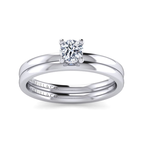 14K White Gold Round Solitaire Engagement Ring