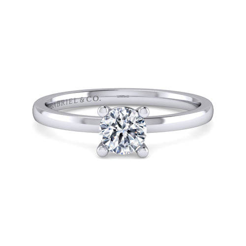 14K White Gold Round Solitaire Engagement Ring