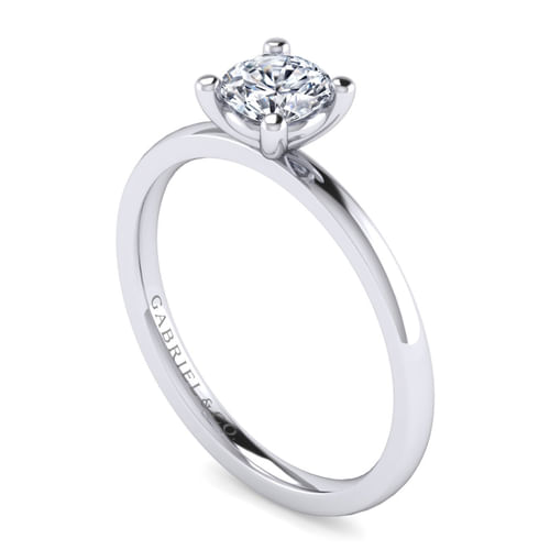 14K White Gold Round Solitaire Engagement Ring