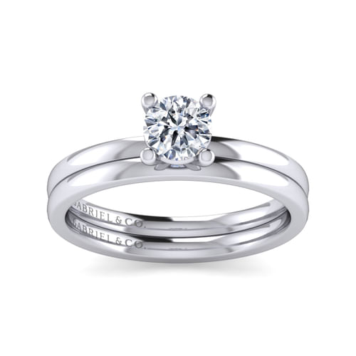 14K White Gold Round Solitaire Engagement Ring