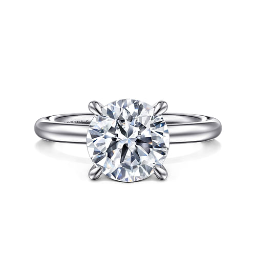 14K White Gold Round Solitaire Engagement Ring