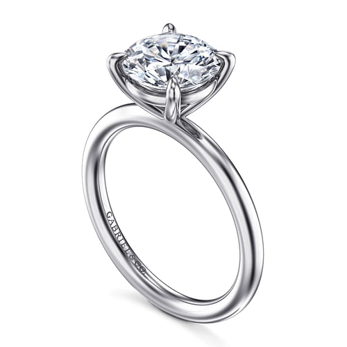 14K White Gold Round Solitaire Engagement Ring