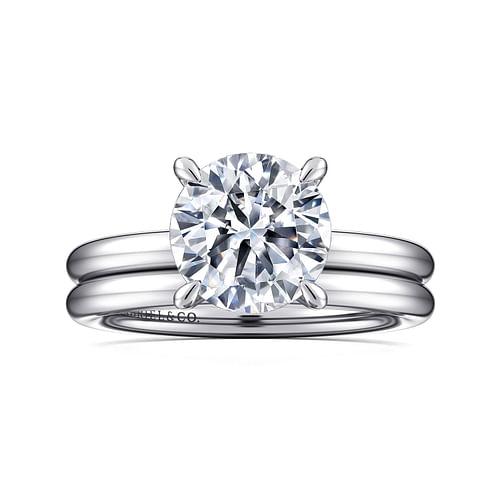 14K White Gold Round Solitaire Engagement Ring