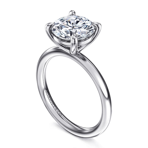 14K White Gold Round Solitaire Engagement Ring