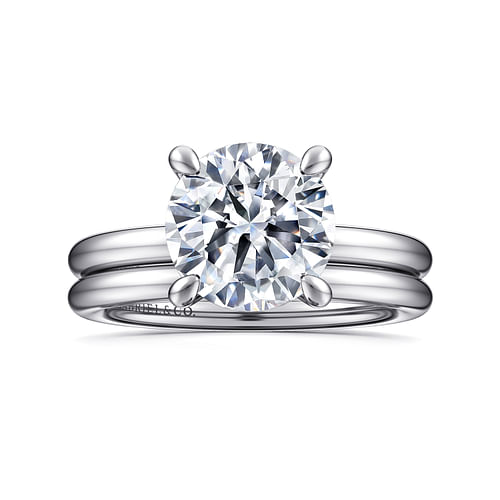 14K White Gold Round Solitaire Engagement Ring