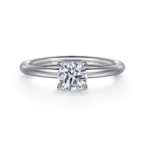 14K White Gold Round Solitaire Engagement Ring