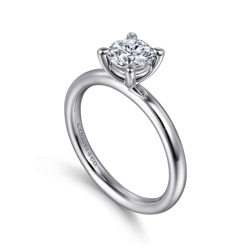 14K White Gold Round Solitaire Engagement Ring