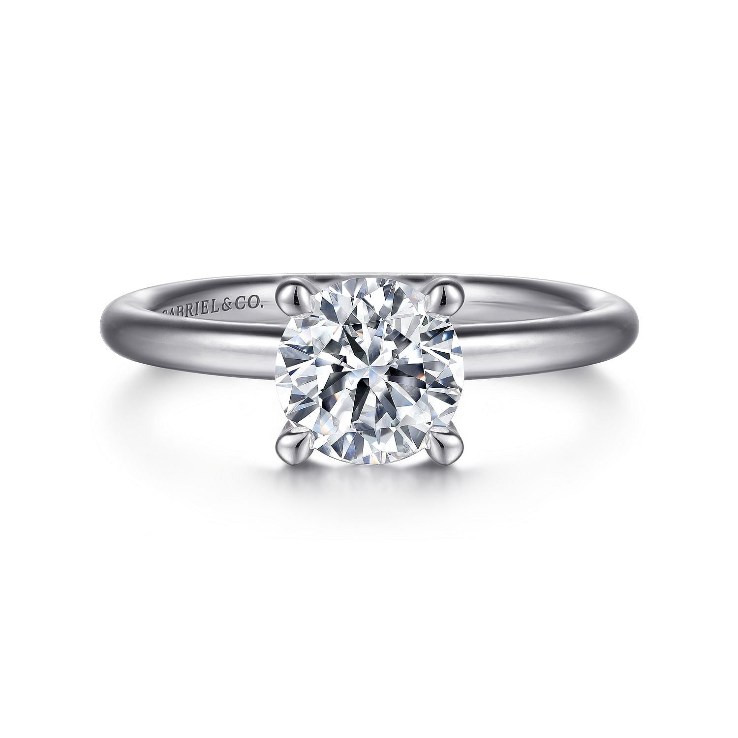 Gabriel - 14K White Gold Round Solitaire Engagement Ring