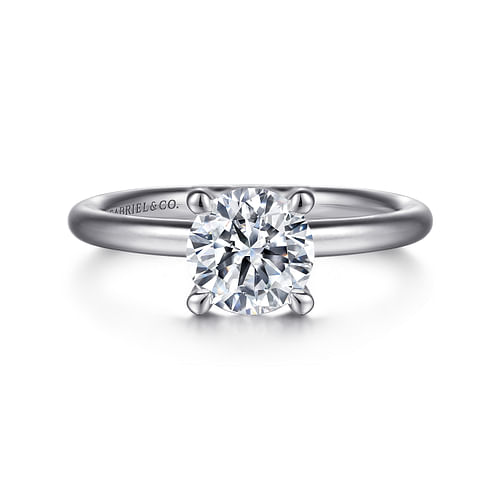 14K White Gold Round Solitaire Engagement Ring