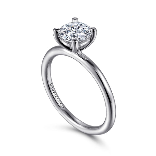 14K White Gold Round Solitaire Engagement Ring