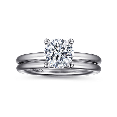 14K White Gold Round Solitaire Engagement Ring