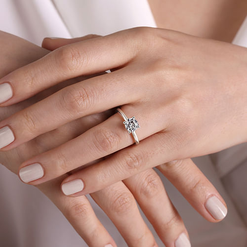 14K White Gold Round Solitaire Engagement Ring