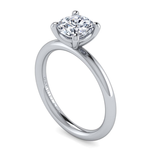 14K White Gold Round Solitaire Engagement Ring
