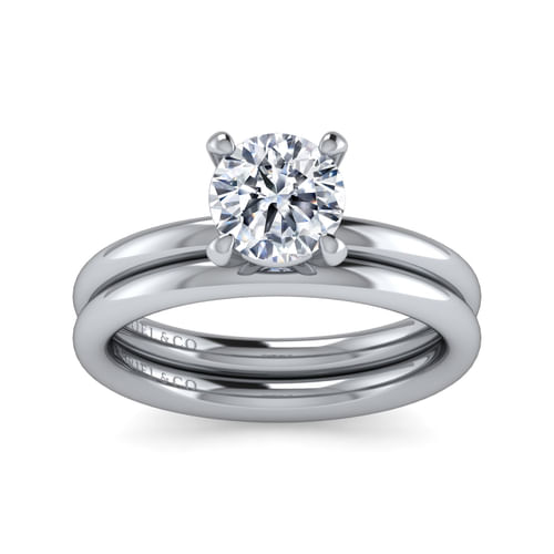 14K White Gold Round Solitaire Engagement Ring