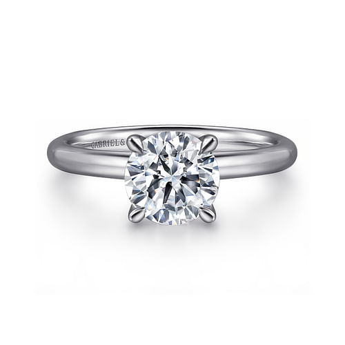 14K White Gold Round Solitaire Engagement Ring