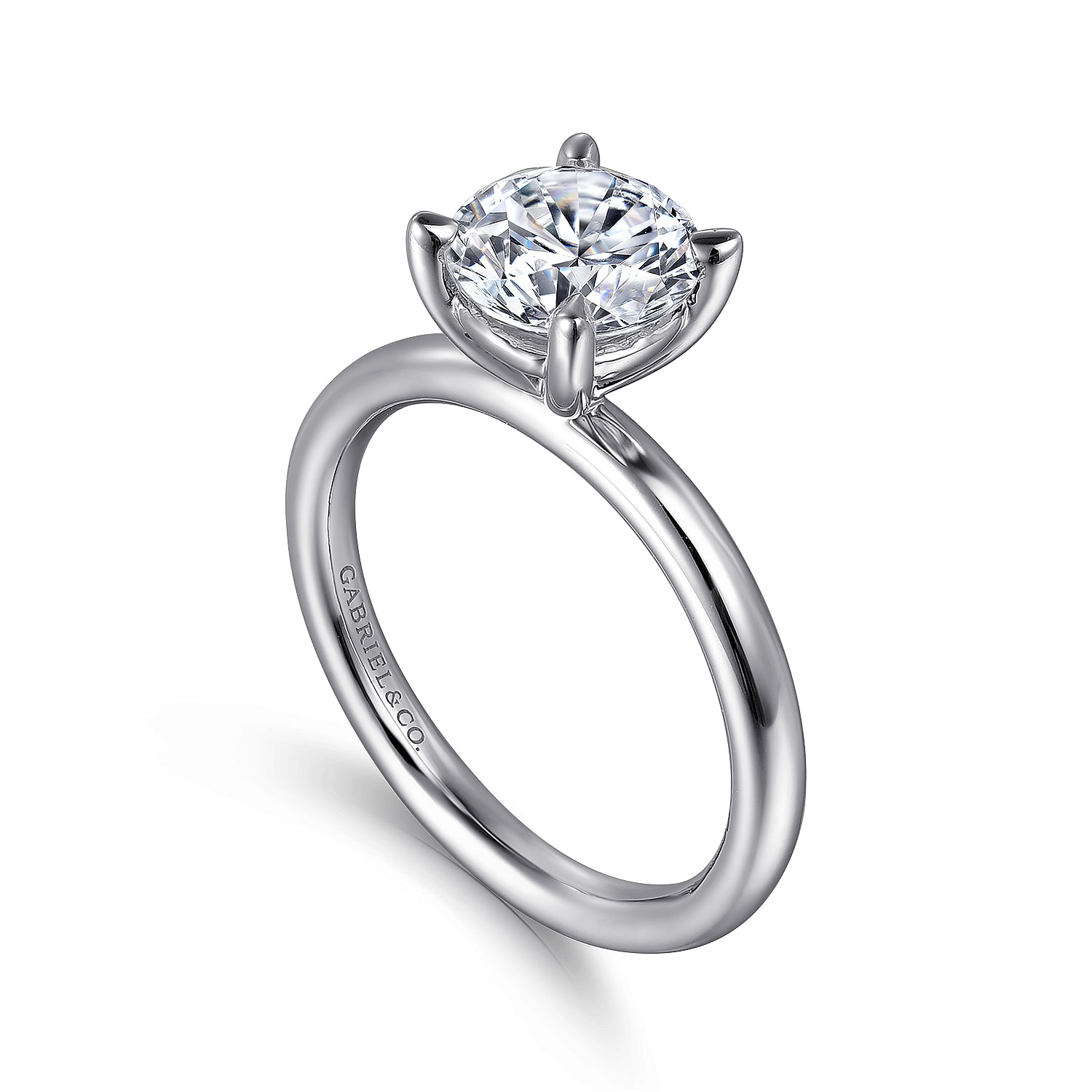 14K White Gold Round Solitaire Engagement Ring