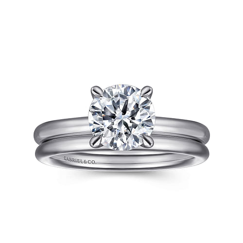 14K White Gold Round Solitaire Engagement Ring