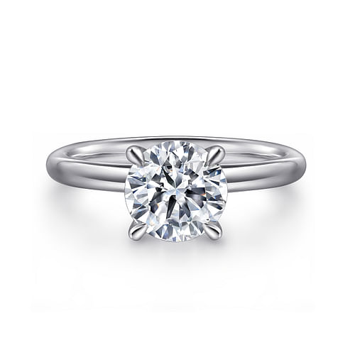 14K White Gold Round Solitaire Engagement Ring