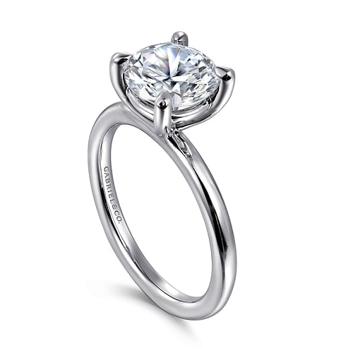 14K White Gold Round Solitaire Engagement Ring