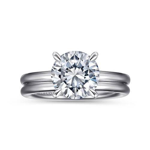 14K White Gold Round Solitaire Engagement Ring