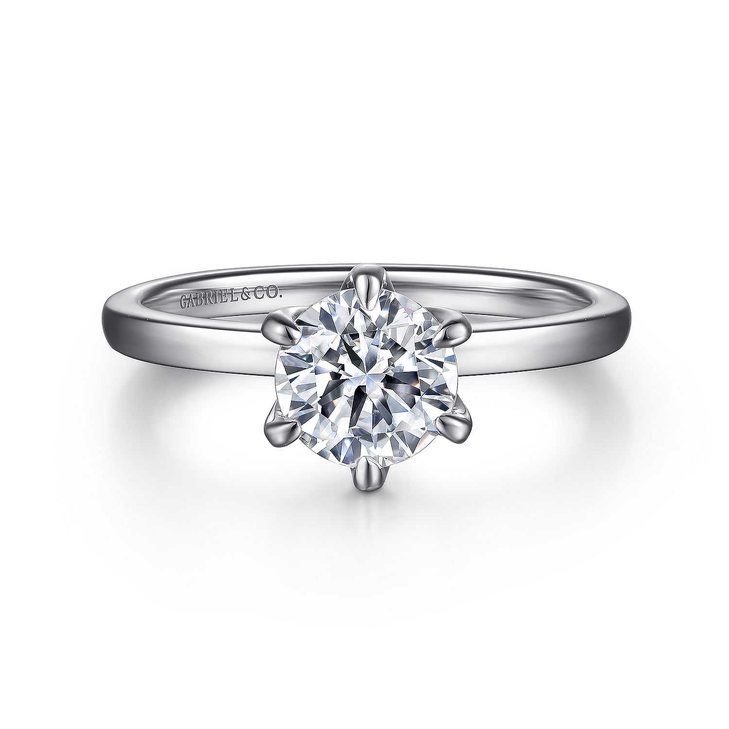 Gabriel - 14K White Gold Round Solitaire Engagement Ring