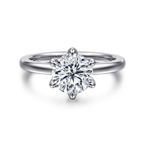 14K White Gold Round Solitaire Engagement Ring