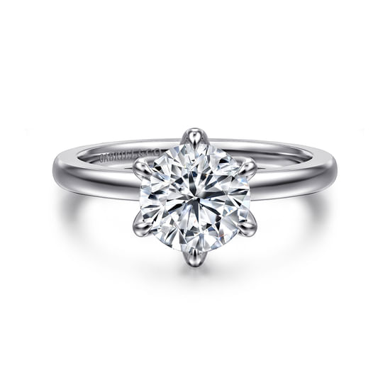 Gabriel - 14K White Gold Round Solitaire Engagement Ring