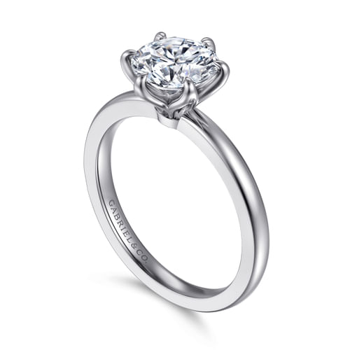 14K White Gold Round Solitaire Engagement Ring