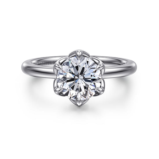 Gabriel - 14K White Gold Round Solitaire Engagement Ring