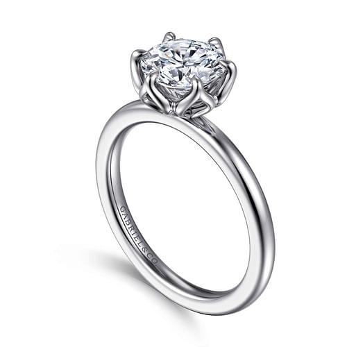 14K White Gold Round Solitaire Engagement Ring