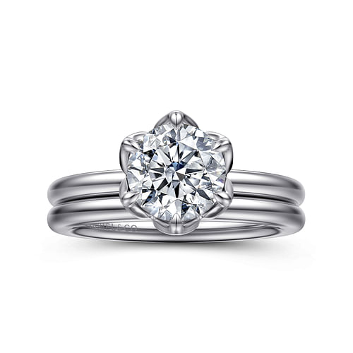 14K White Gold Round Solitaire Engagement Ring