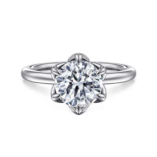 14K White Gold Round Solitaire Engagement Ring