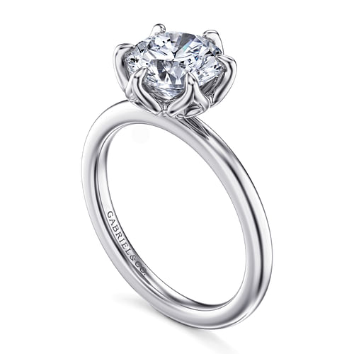 14K White Gold Round Solitaire Engagement Ring