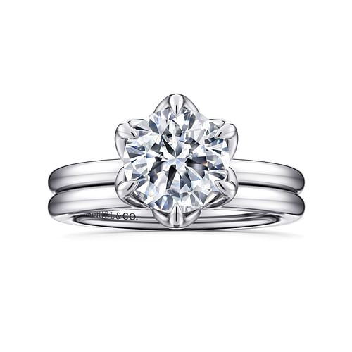 14K White Gold Round Solitaire Engagement Ring