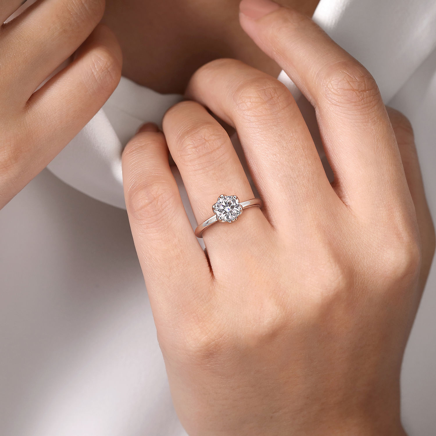 14K White Gold Round Solitaire
Engagement Ring