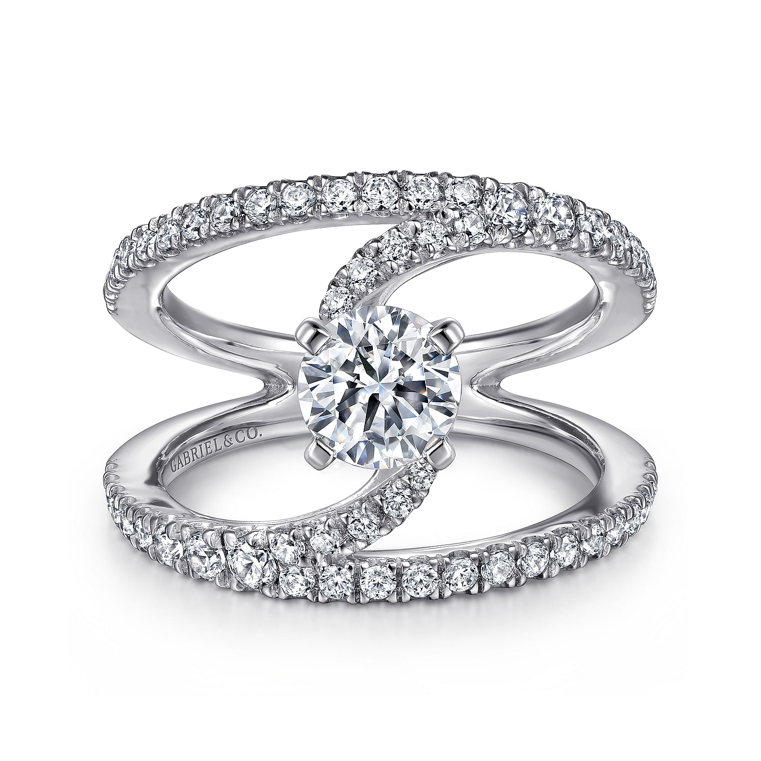 Gabriel - 14K White Gold Round Split Shank Diamond Engagement Ring