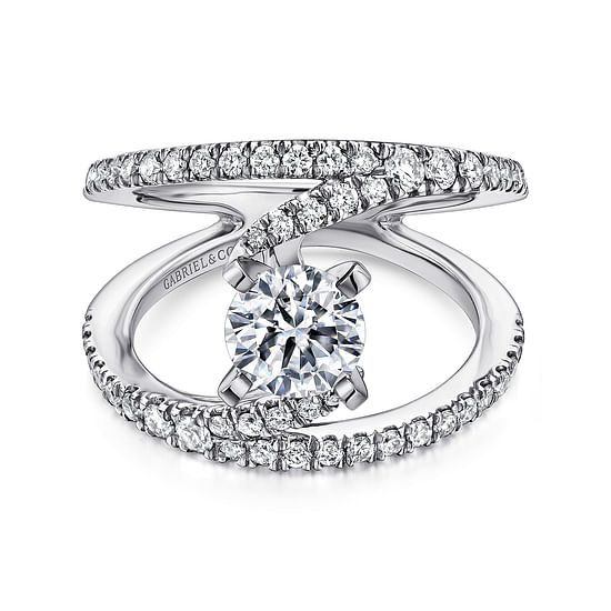 Gabriel - 14K White Gold Round Split Shank Diamond Engagement Ring