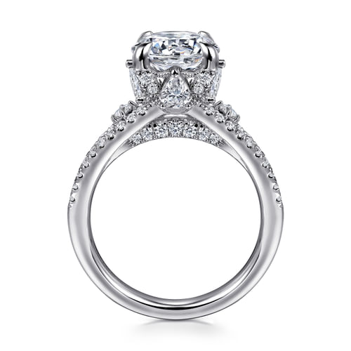 14K White Gold Round Split Shank Diamond Engagement Ring