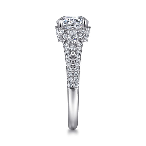 14K White Gold Round Split Shank Diamond Engagement Ring