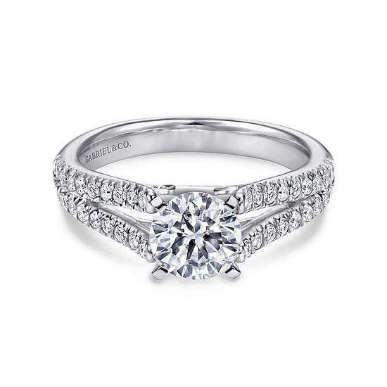 Gabriel - 14K White Gold Round Split Shank Diamond Engagement Ring