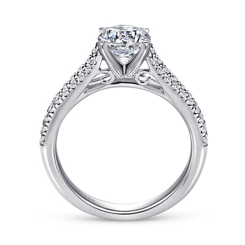 14K White Gold Round Split Shank Diamond Engagement Ring