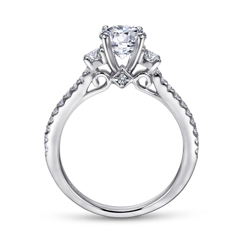 14K White Gold Round Three Stone Diamond Engagement Ring