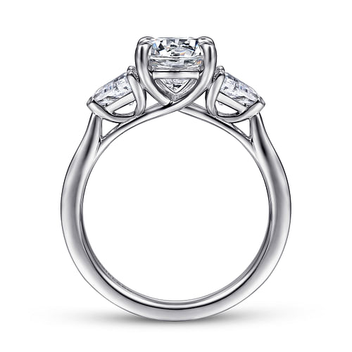 14K White Gold Round Three Stone Diamond Engagement Ring