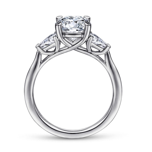 14K White Gold Round Three Stone Diamond Engagement Ring