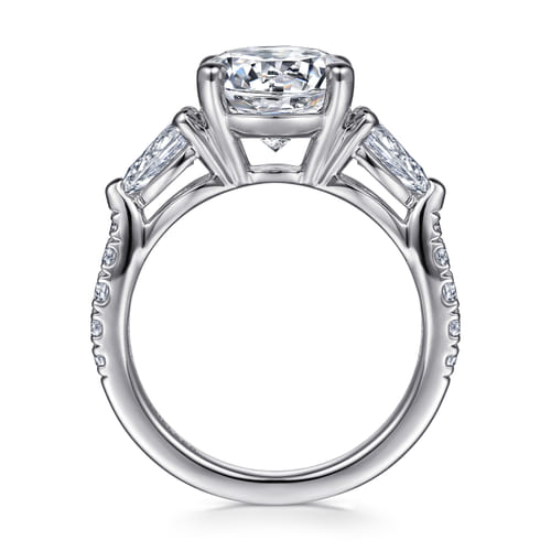 14K White Gold Round Three Stone Diamond Engagement Ring