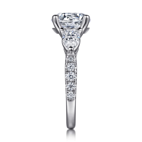 14K White Gold Round Three Stone Diamond Engagement Ring